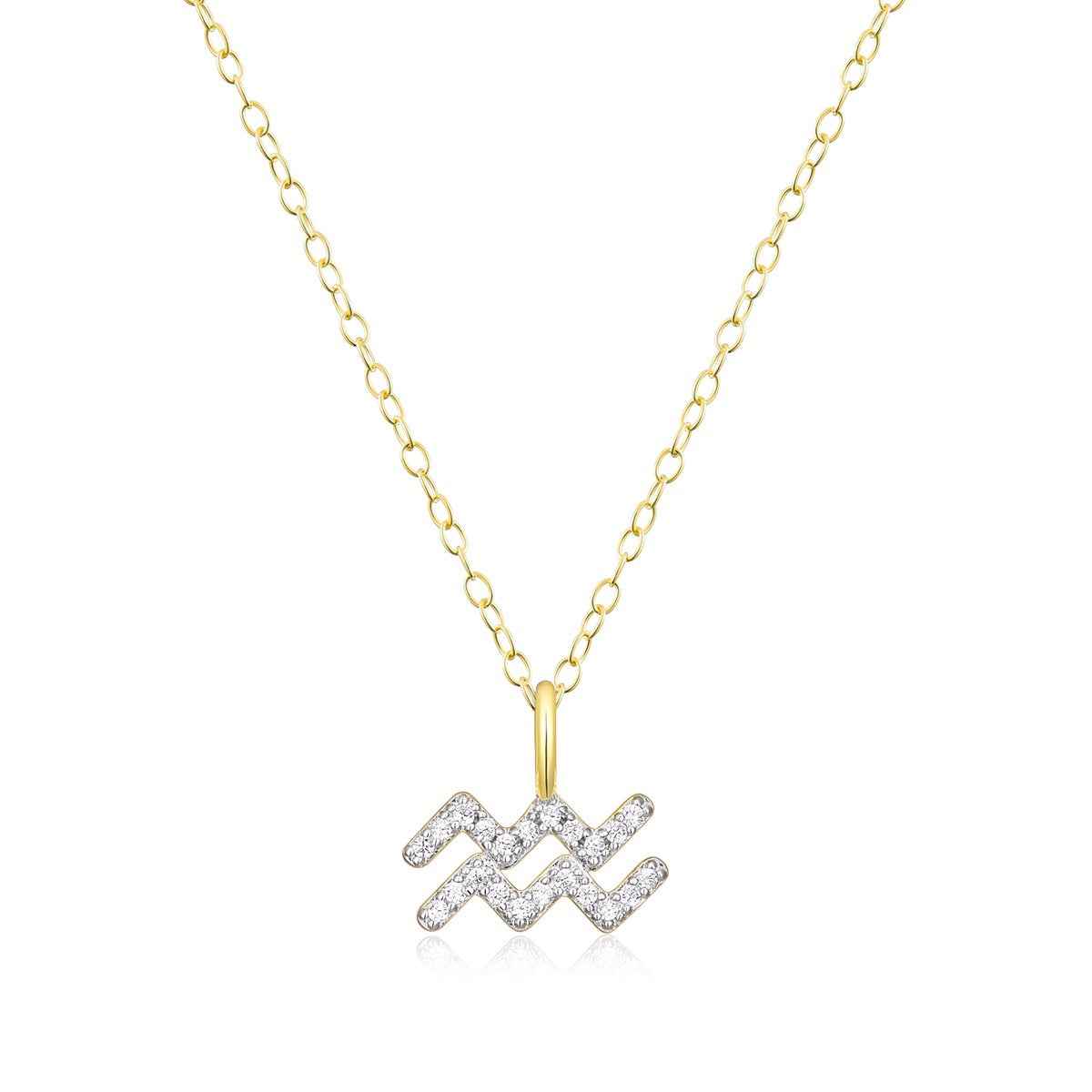 M by Monte Luna Lab-Grown Diamond Accent Aquarius Pendant in 14K Yellow Gold Plated Sterling Silver
