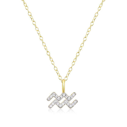 M by Monte Luna Lab-Grown Diamond Accent Aquarius Pendant in 14K Yellow Gold Plated Sterling Silver