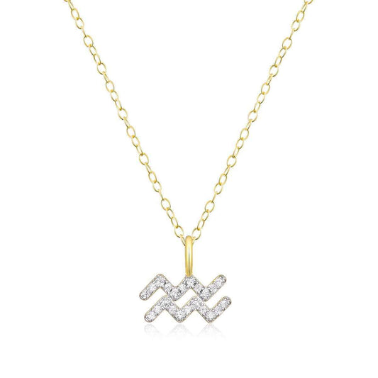 M by Monte Luna Lab-Grown Diamond Accent Aquarius Pendant in 14K Yellow Gold Plated Sterling Silver