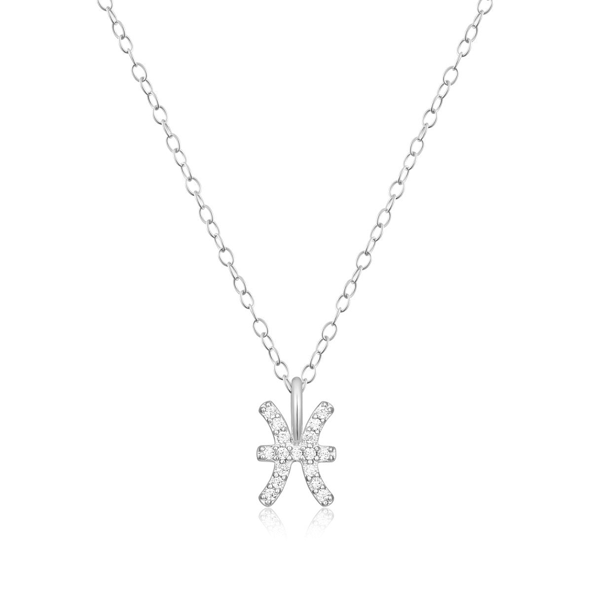M by Monte Luna Lab-Grown Diamond Accent Pisces Pendant in Rhodium Plated Sterling Silver