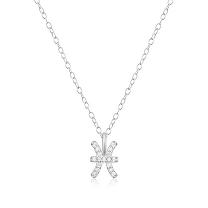 M by Monte Luna Lab-Grown Diamond Accent Pisces Pendant in Rhodium Plated Sterling Silver