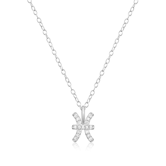 M by Monte Luna Lab-Grown Diamond Accent Pisces Pendant in Rhodium Plated Sterling Silver