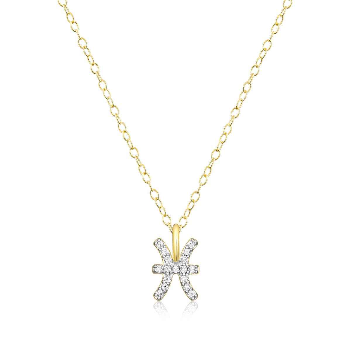 M by Monte Luna Lab-Grown Diamond Accent Pisces Pendant in 14K Yellow Gold Plated Sterling Silver