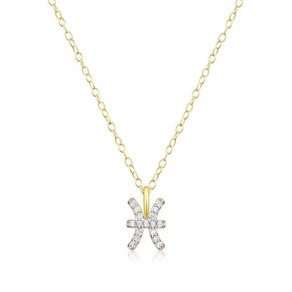 M by Monte Luna Lab-Grown Diamond Accent Pisces Pendant in 14K Yellow Gold Plated Sterling Silver