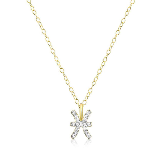 M by Monte Luna Lab-Grown Diamond Accent Pisces Pendant in 14K Yellow Gold Plated Sterling Silver