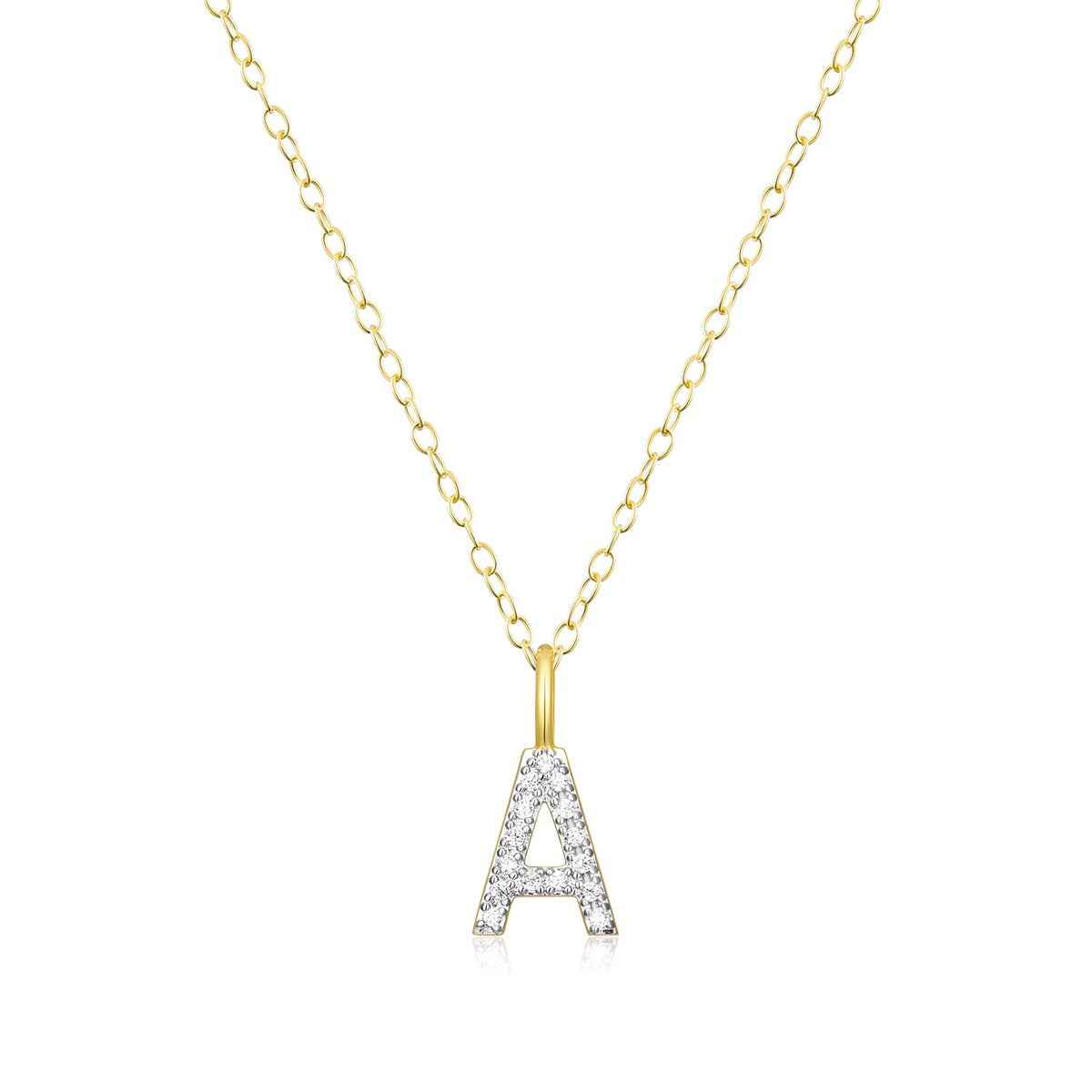 M by Monte Luna Lab-Grown Diamond Accent Initial A Pendant in 14K Yellow Gold Plated Sterling Silver