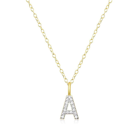 M by Monte Luna Lab-Grown Diamond Accent Initial A Pendant in 14K Yellow Gold Plated Sterling Silver