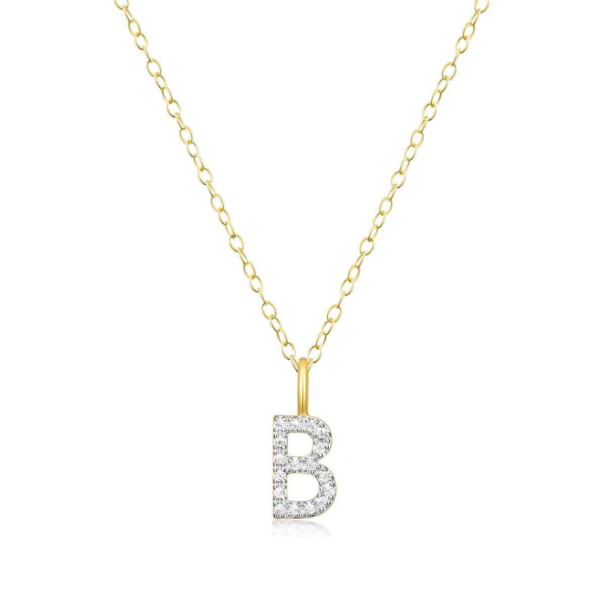M by Monte Luna Lab-Grown Diamond Accent Initial B Pendant in 14K Yellow Gold Plated Sterling Silver