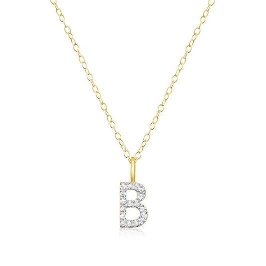 M by Monte Luna Lab-Grown Diamond Accent Initial B Pendant in 14K Yellow Gold Plated Sterling Silver