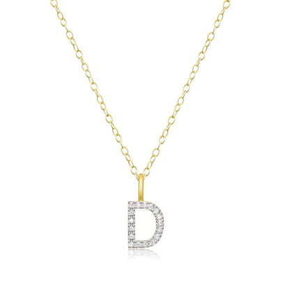 M by Monte Luna Lab-Grown Diamond Accent Initial D Pendant in 14K Yellow Gold Plated Sterling Silver