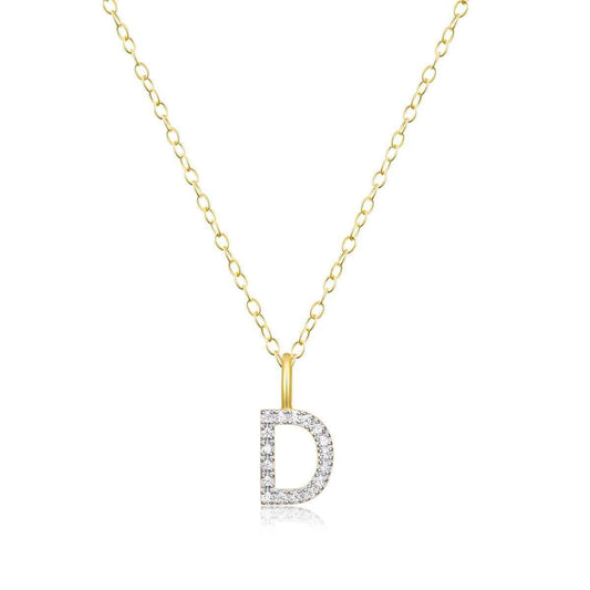M by Monte Luna Lab-Grown Diamond Accent Initial D Pendant in 14K Yellow Gold Plated Sterling Silver
