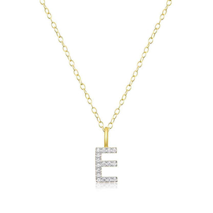 M by Monte Luna Lab-Grown Diamond Accent Initial E Pendant in 14K Yellow Gold Plated Sterling Silver