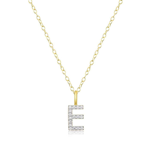 M by Monte Luna Lab-Grown Diamond Accent Initial E Pendant in 14K Yellow Gold Plated Sterling Silver