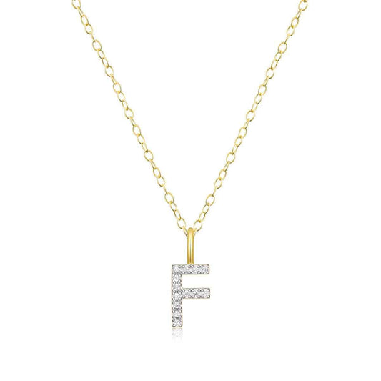 M by Monte Luna Lab-Grown Diamond Accent Initial F Pendant in 14K Yellow Gold Plated Sterling Silver