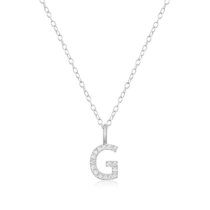 M by Monte Luna Lab-Grown Diamond Accent Initial G Pendant in Rhodium Plated Sterling Silver