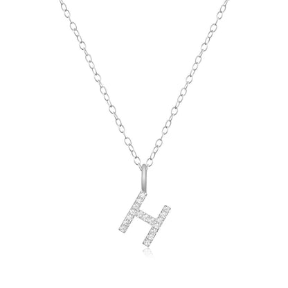 M by Monte Luna Lab-Grown Diamond Accent Initial H Pendant in Rhodium Plated Sterling Silver