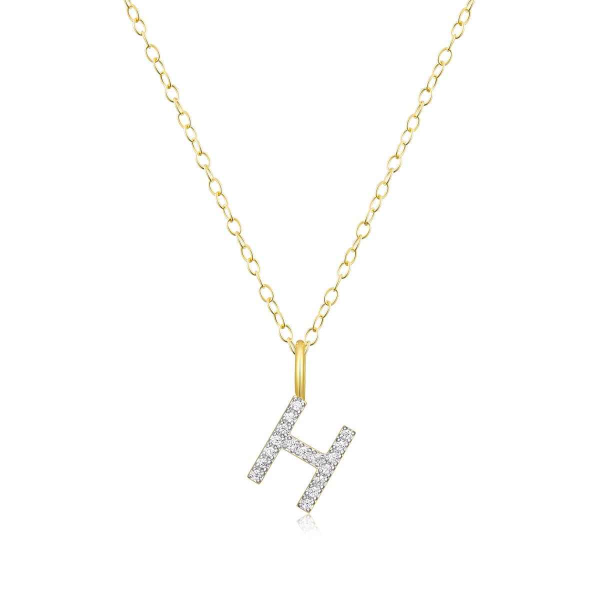M by Monte Luna Lab-Grown Diamond Accent Initial H Pendant in 14K Yellow Gold Plated Sterling Silver