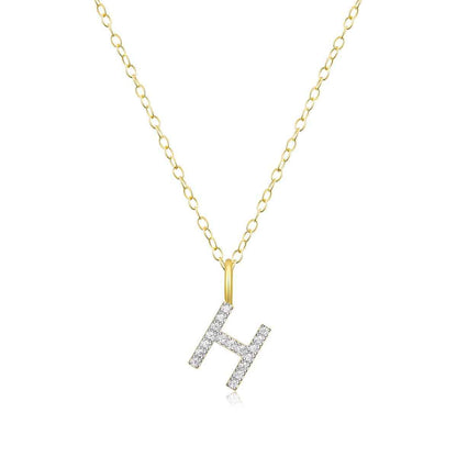 M by Monte Luna Lab-Grown Diamond Accent Initial H Pendant in 14K Yellow Gold Plated Sterling Silver