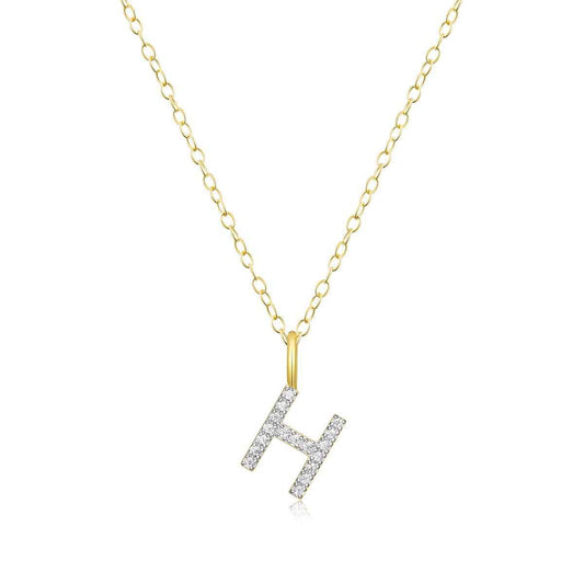 M by Monte Luna Lab-Grown Diamond Accent Initial H Pendant in 14K Yellow Gold Plated Sterling Silver