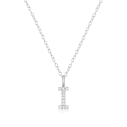 M by Monte Luna Lab-Grown Diamond Accent Initial I Pendant in Rhodium Plated Sterling Silver