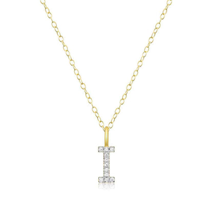 M by Monte Luna Lab-Grown Diamond Accent Initial I Pendant in 14K Yellow Gold Plated Sterling Silver