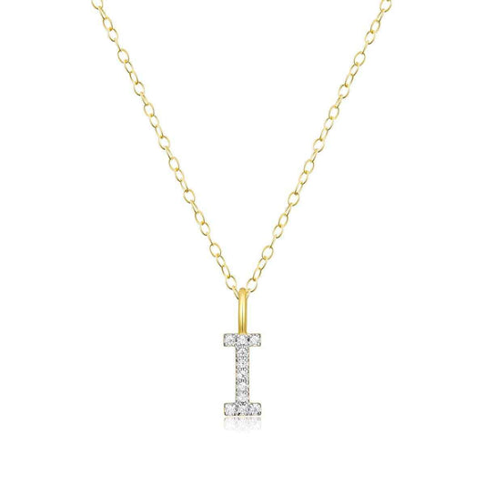 M by Monte Luna Lab-Grown Diamond Accent Initial I Pendant in 14K Yellow Gold Plated Sterling Silver