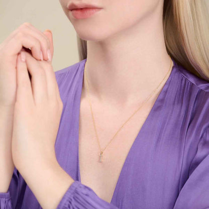 M by Monte Luna Lab-Grown Diamond Accent Initial I Pendant in 14K Yellow Gold Plated Sterling Silver front view
