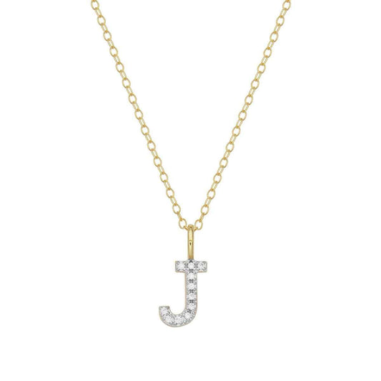 M by Monte Luna Lab-Grown Diamond Accent Initial J Pendant in 14K Yellow Gold Plated Sterling Silver