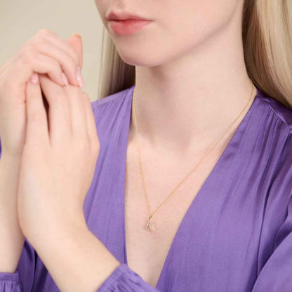 M by Monte Luna Lab-Grown Diamond Accent Initial K Pendant in 14K Yellow Gold Plated Sterling Silver front view