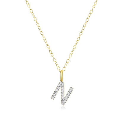 M by Monte Luna Lab-Grown Diamond Accent Initial N Pendant in 14K Yellow Gold Plated Sterling Silver