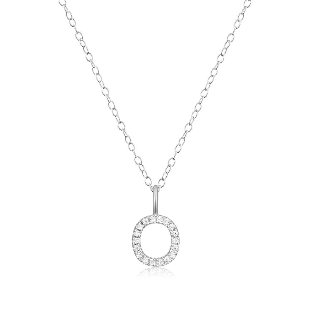 M by Monte Luna Lab-Grown Diamond Accent Initial O Pendant in Rhodium Plated Sterling Silver