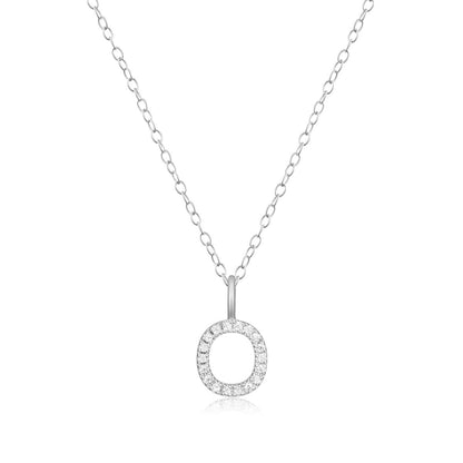 M by Monte Luna Lab-Grown Diamond Accent Initial O Pendant in Rhodium Plated Sterling Silver