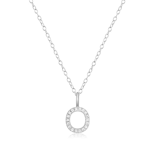 M by Monte Luna Lab-Grown Diamond Accent Initial O Pendant in Rhodium Plated Sterling Silver