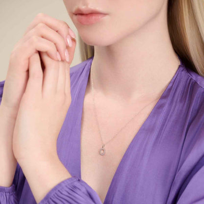 M by Monte Luna Lab-Grown Diamond Accent Initial O Pendant in Rhodium Plated Sterling Silver front view