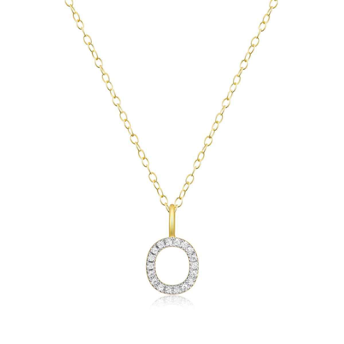 M by Monte Luna Lab-Grown Diamond Accent Initial O Pendant in 14K Yellow Gold Plated Sterling Silver