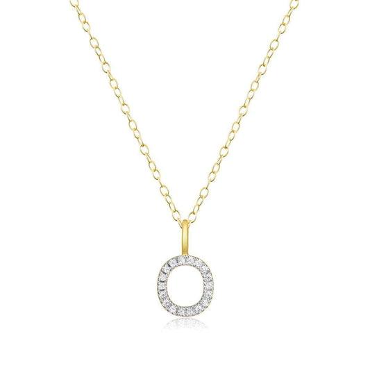 M by Monte Luna Lab-Grown Diamond Accent Initial O Pendant in 14K Yellow Gold Plated Sterling Silver