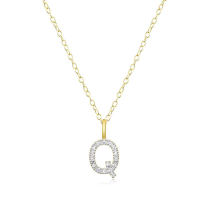 M by Monte Luna Lab-Grown Diamond Accent Initial Q Pendant in 14K Yellow Gold Plated Sterling Silver