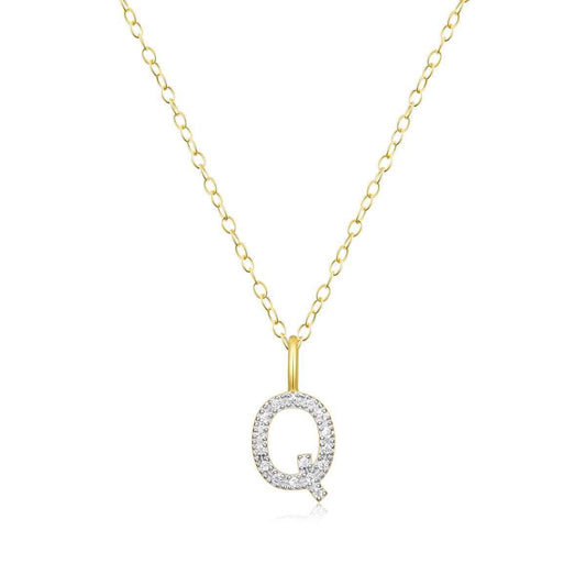 M by Monte Luna Lab-Grown Diamond Accent Initial Q Pendant in 14K Yellow Gold Plated Sterling Silver