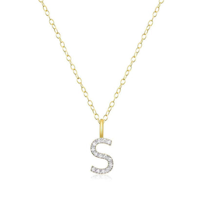 M by Monte Luna Lab-Grown Diamond Accent Initial S Pendant in 14K Yellow Gold Plated Sterling Silver