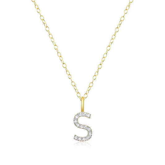 M by Monte Luna Lab-Grown Diamond Accent Initial S Pendant in 14K Yellow Gold Plated Sterling Silver