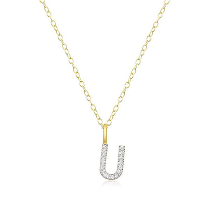M by Monte Luna Lab-Grown Diamond Accent Initial U Pendant in 14K Yellow Gold Plated Sterling Silver