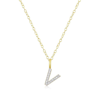 M by Monte Luna Lab-Grown Diamond Accent Initial V Pendant in 14K Yellow Gold Plated Sterling Silver