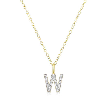 M by Monte Luna Lab-Grown Diamond Accent Initial W Pendant in 14K Yellow Gold Plated Sterling Silver