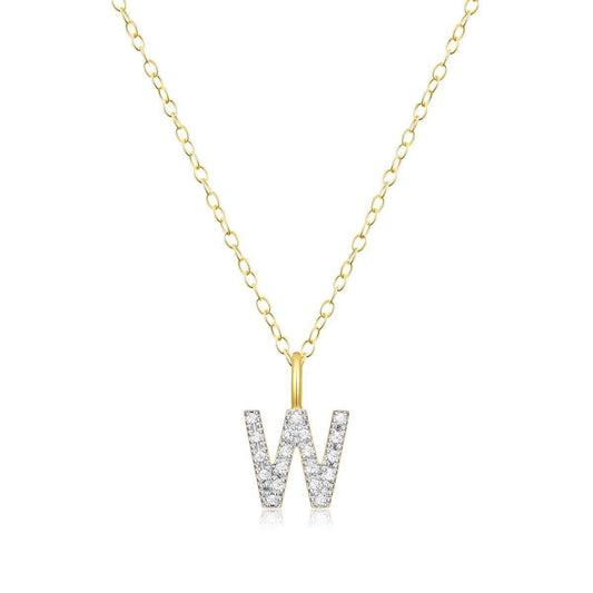 M by Monte Luna Lab-Grown Diamond Accent Initial W Pendant in 14K Yellow Gold Plated Sterling Silver