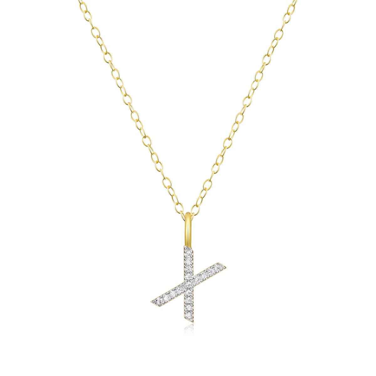 M by Monte Luna Lab-Grown Diamond Accent Initial X Pendant in 14K Yellow Gold Plated Sterling Silver