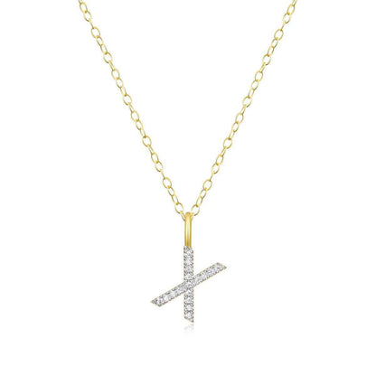 M by Monte Luna Lab-Grown Diamond Accent Initial X Pendant in 14K Yellow Gold Plated Sterling Silver