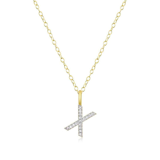 M by Monte Luna Lab-Grown Diamond Accent Initial X Pendant in 14K Yellow Gold Plated Sterling Silver