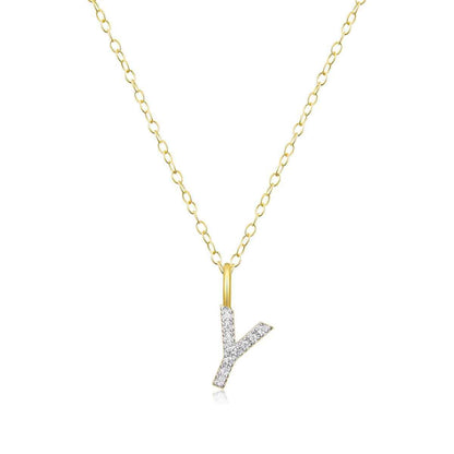 M by Monte Luna Lab-Grown Diamond Accent Initial Y Pendant in 14K Yellow Gold Plated Sterling Silver