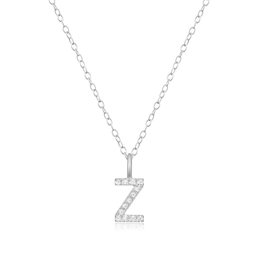 M by Monte Luna Lab-Grown Diamond Accent Initial Z Pendant in Rhodium Plated Sterling Silver