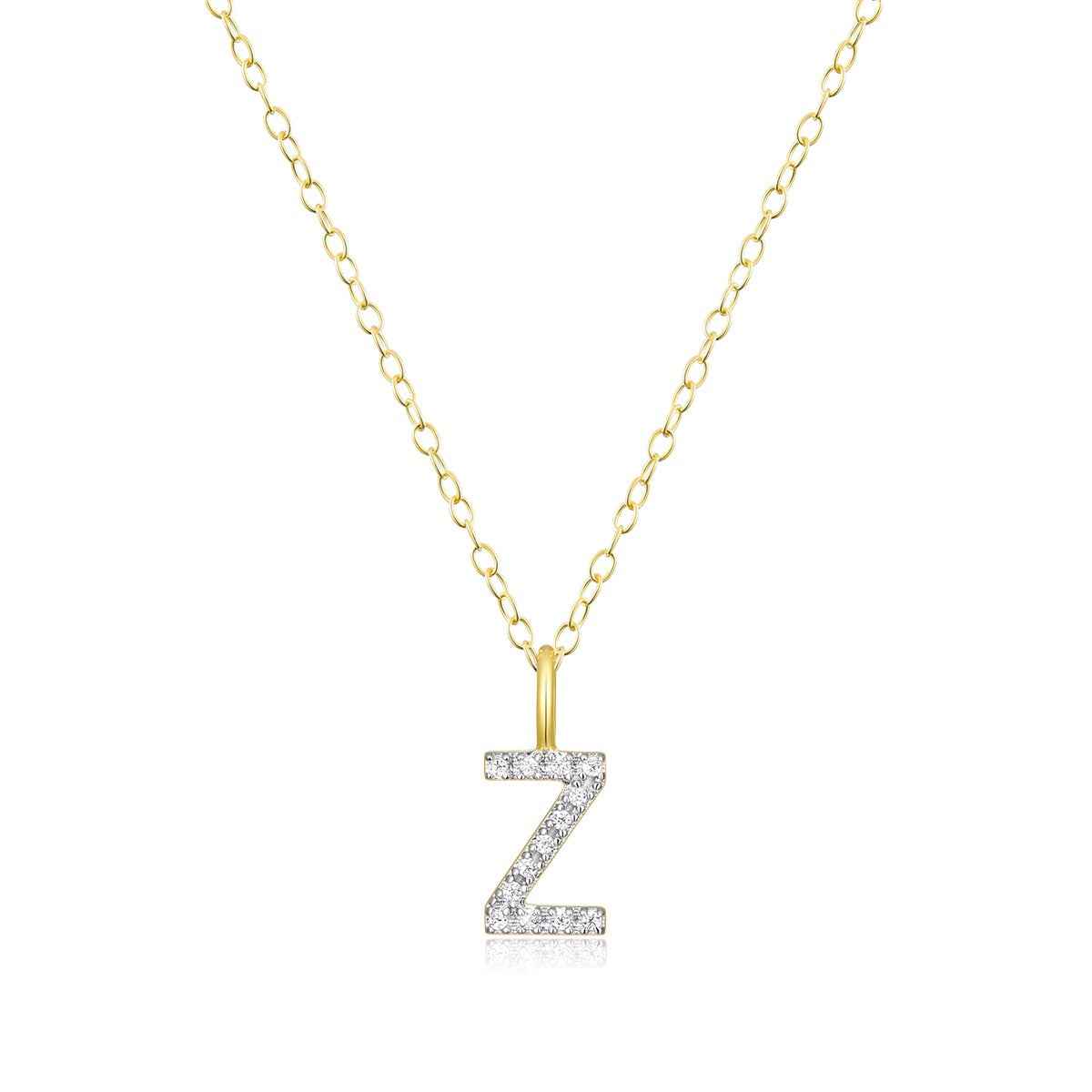 M by Monte Luna Lab-Grown Diamond Accent Initial Z Pendant in 14K Yellow Gold Plated Sterling Silver